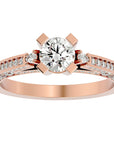 Inel de Logodnă din Aur 14k cu Diamante Naturale Rotund Brilliant de 0.39 ct din 14k Aur Roz - Castelo.ro