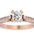 Inel de Logodnă din Aur 14k cu Diamante Naturale Rotund Brilliant de 0.39 ct din 14k Aur Roz - Castelo.ro