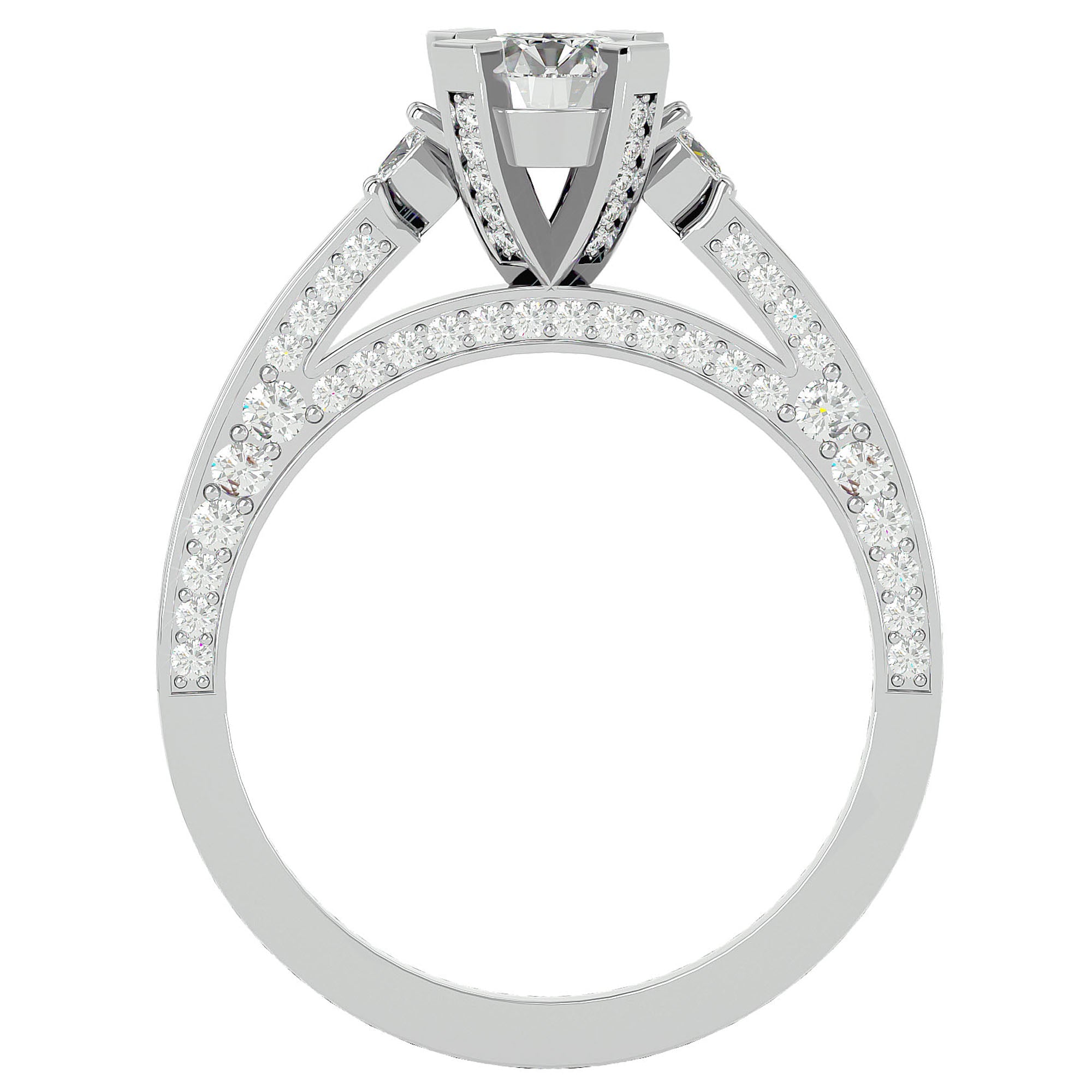 Inel de Logodnă din Aur 14k cu Moissanite Rotund Brilliant de 0.39 ct din 14k Aur Alb - Castelo.ro