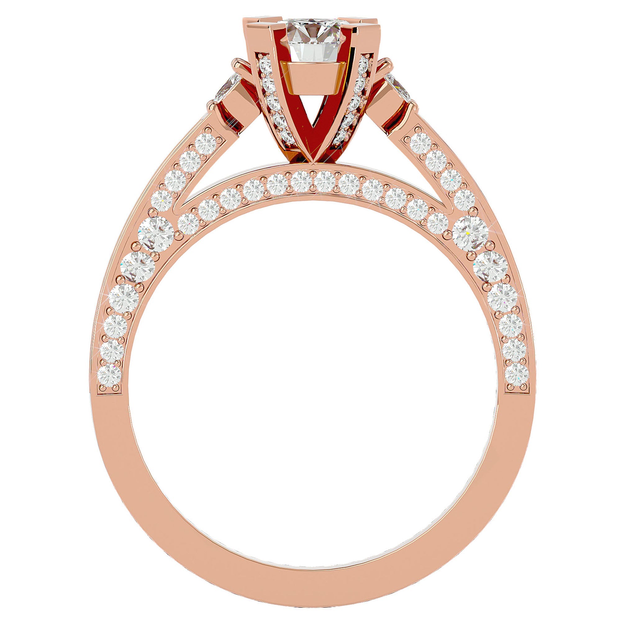 Inel de Logodnă din Aur 14k cu Moissanite Rotund Brilliant de 0.39 ct din 14k Aur Roz - Castelo.ro