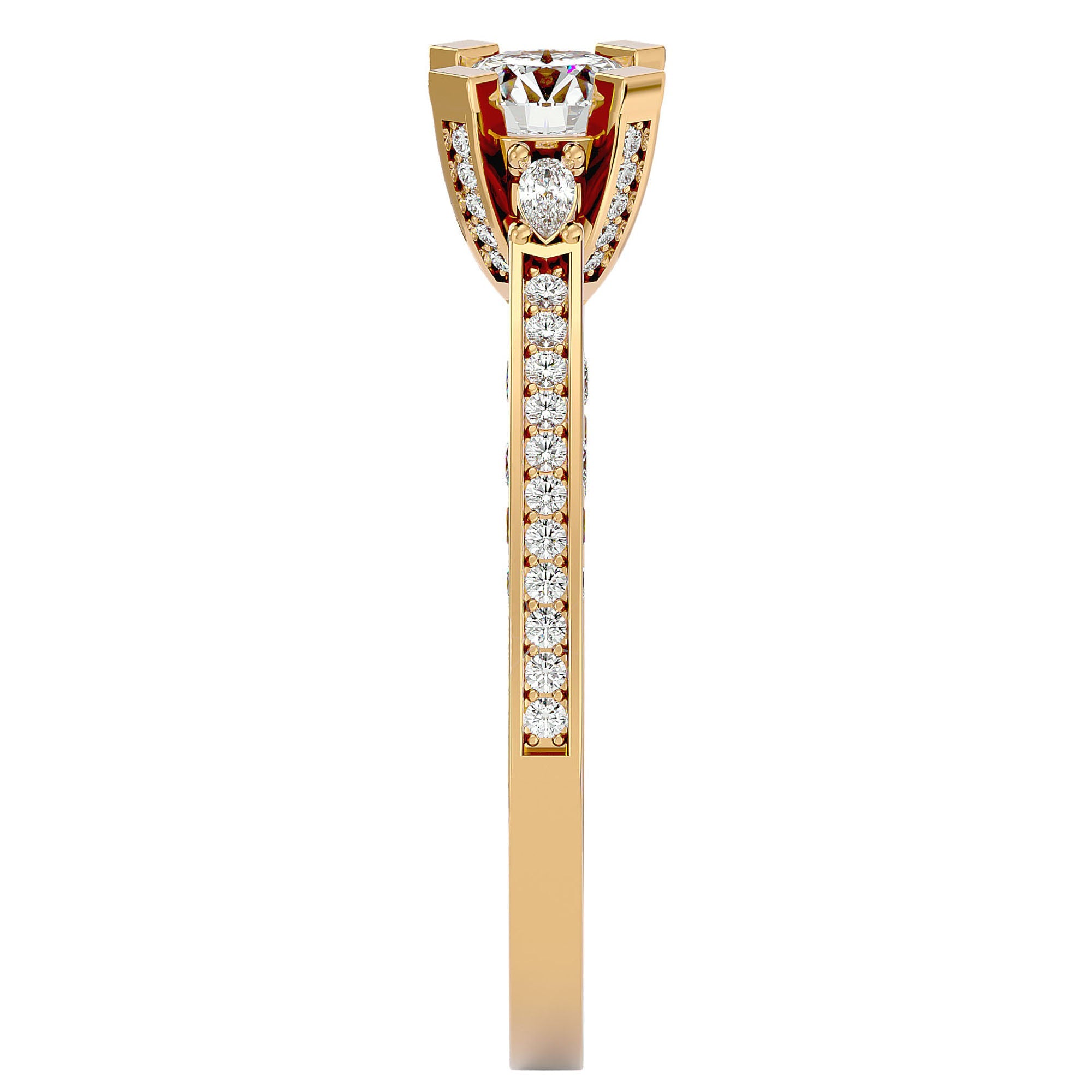 Inel de Logodnă din Aur 14k cu Moissanite Rotund Brilliant de 0.39 ct din 14k Aur Galben - Castelo.ro