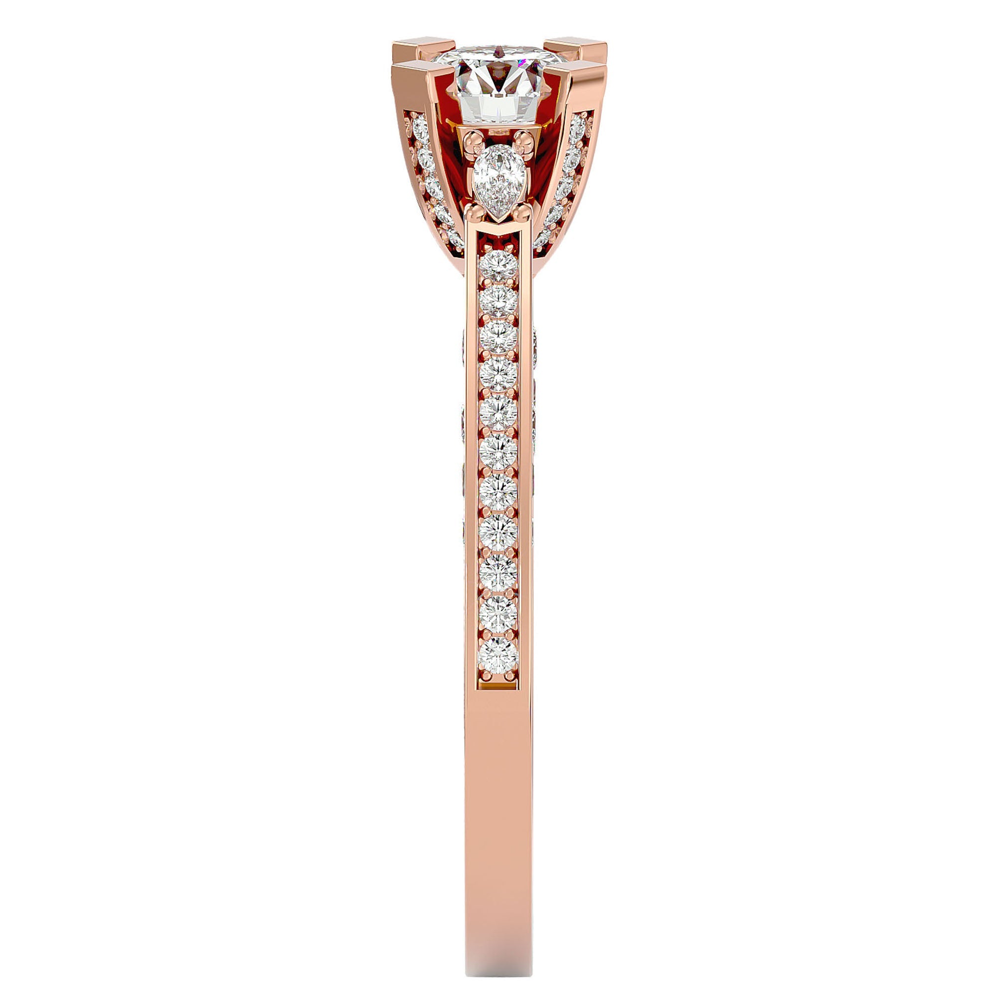 Inel de Logodnă din Aur 14k cu Moissanite Rotund Brilliant de 0.39 ct din 14k Aur Roz - Castelo.ro