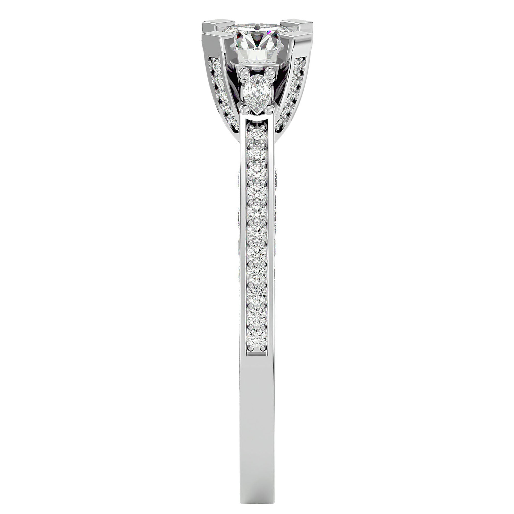 Inel de Logodnă din Aur 14k cu Moissanite Rotund Brilliant de 0.39 ct din 14k Aur Alb - Castelo.ro