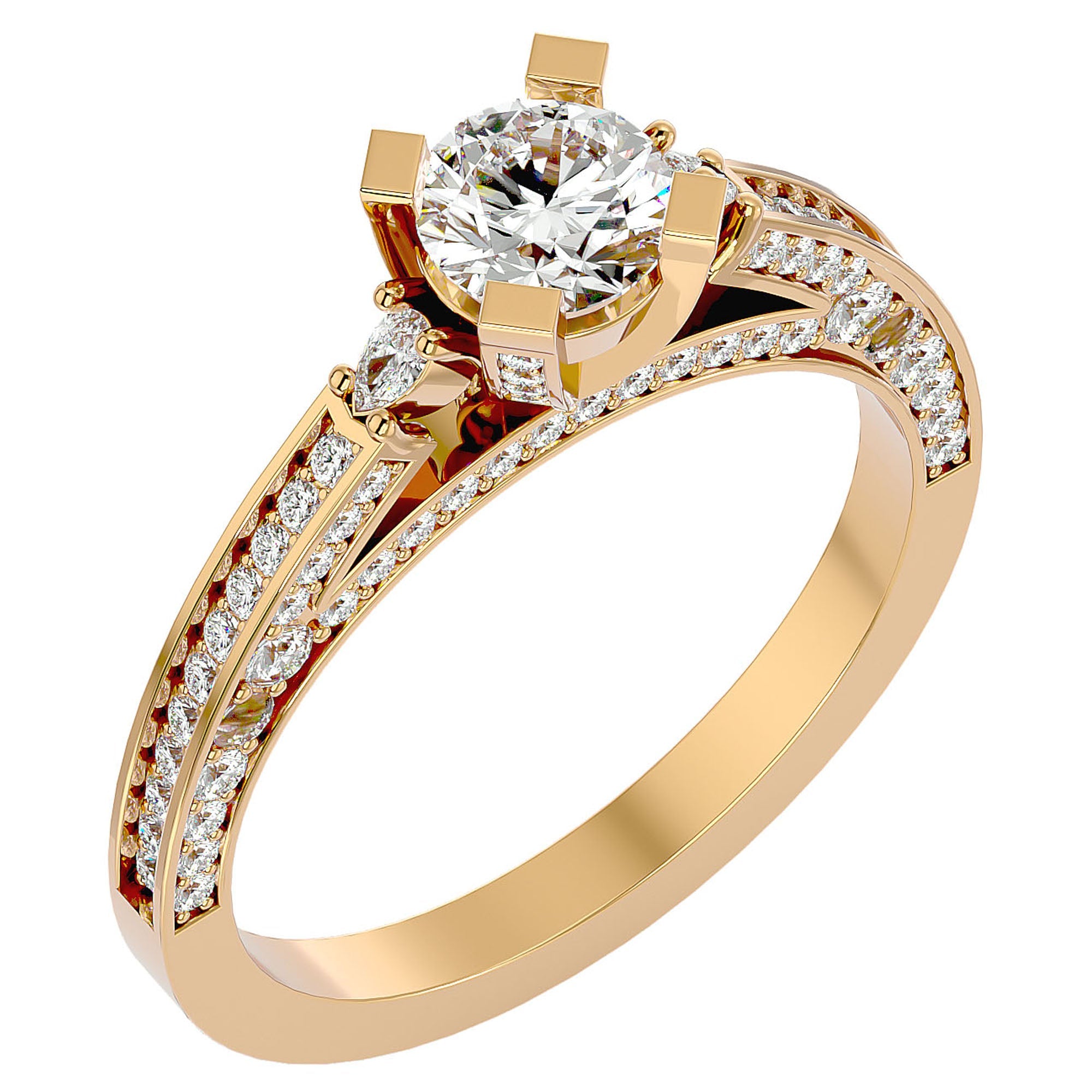 Inel de Logodnă cu Diamante Create în Laborator Rotund Brilliant de 0.39 ct din 18k Aur Galben - Castelo.ro
