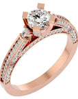 Inel de Logodnă din Aur 14k cu Diamante Naturale Rotund Brilliant de 0.39 ct din 14k Aur Roz - Castelo.ro