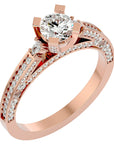 Inel de Logodnă din Aur 14k cu Moissanite Rotund Brilliant de 0.39 ct din 14k Aur Roz - Castelo.ro