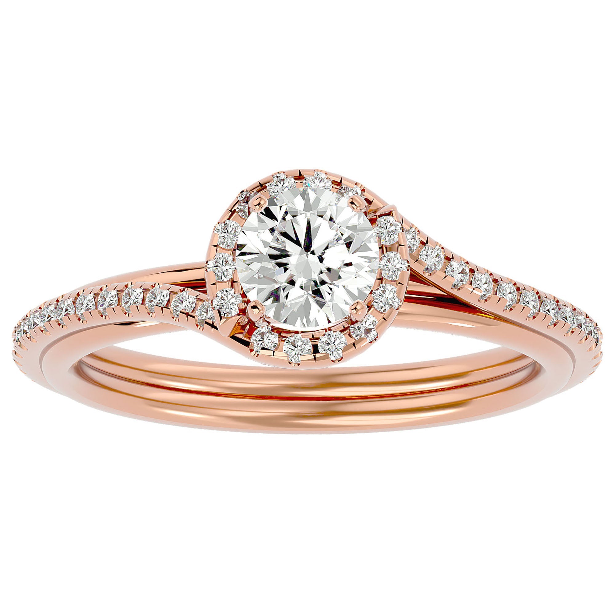 Inel de Logodnă cu Moissanite Rotund Brilliant de 0.83 ct din 18k Aur Roz - Castelo.ro