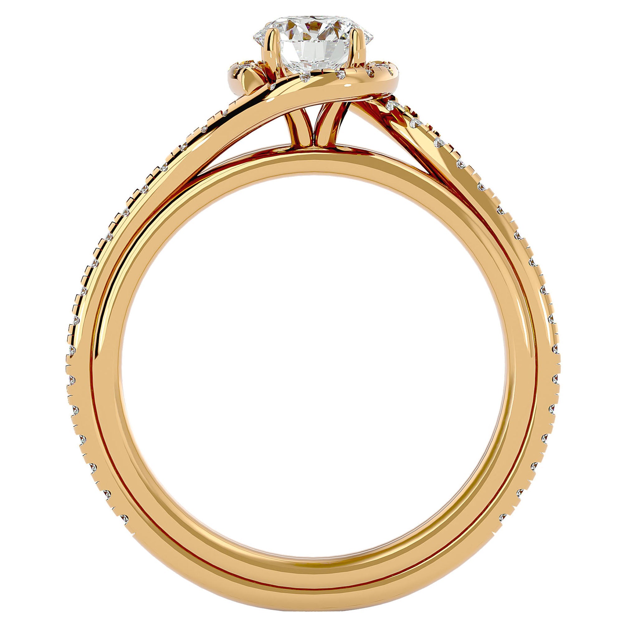Inel de Logodnă cu Moissanite Rotund Brilliant de 0.83 ct din 18k Aur Galben - Castelo.ro