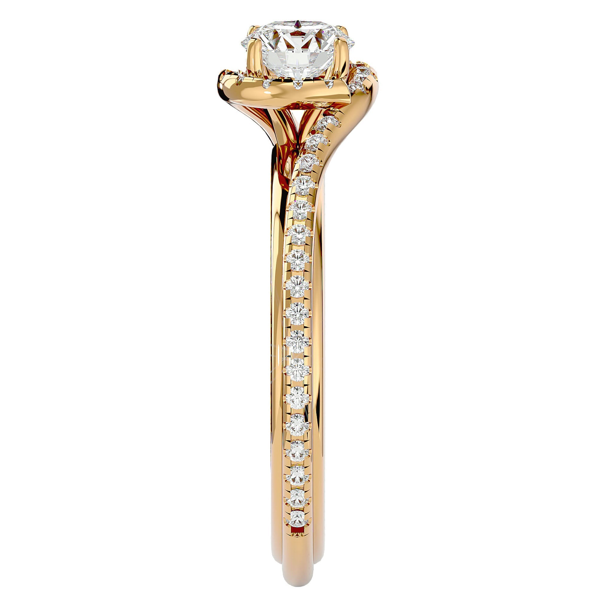 Inel de Logodnă cu Moissanite Rotund Brilliant de 0.83 ct din 18k Aur Galben - Castelo.ro