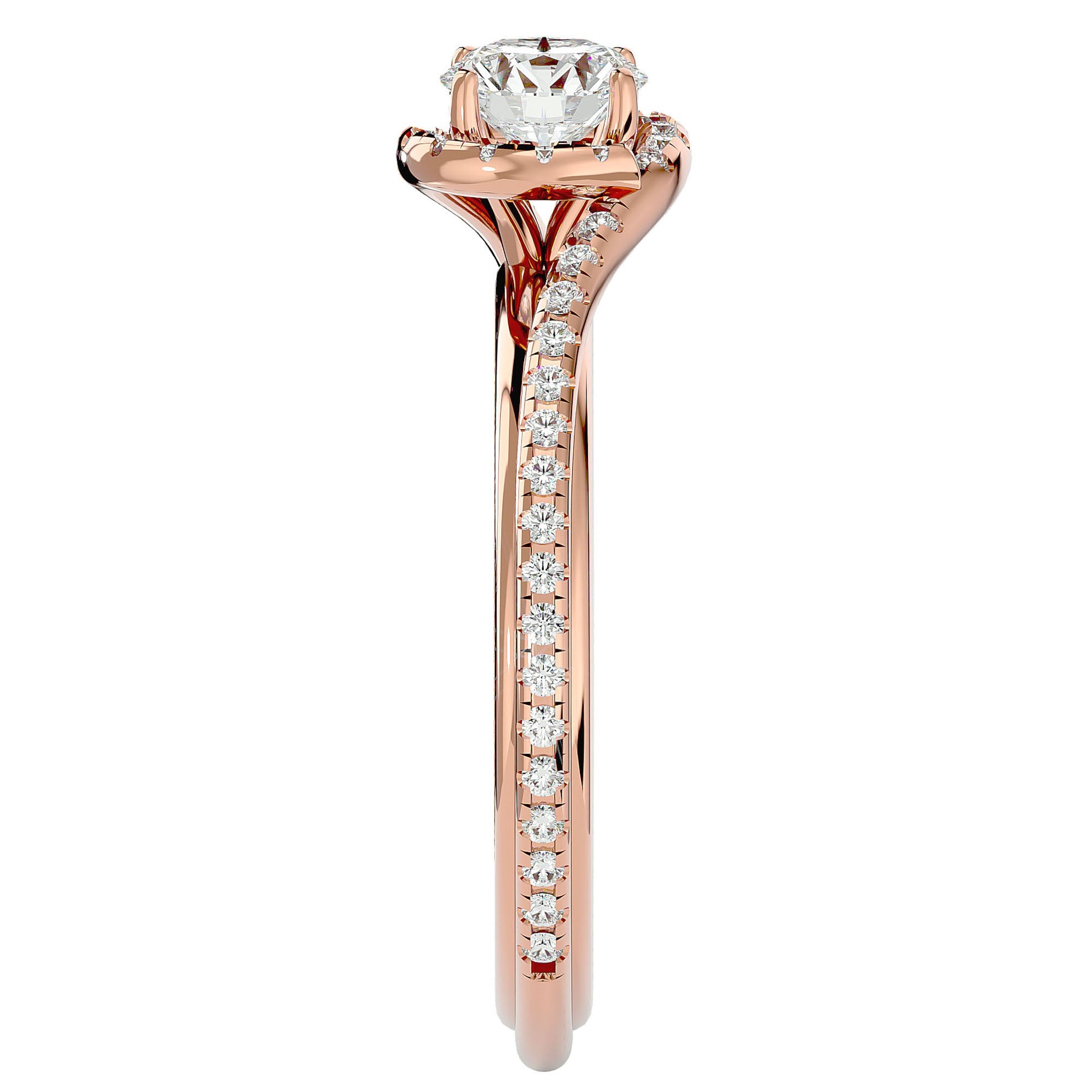 Inel de Logodnă cu Moissanite Rotund Brilliant de 0.83 ct din 18k Aur Roz - Castelo.ro