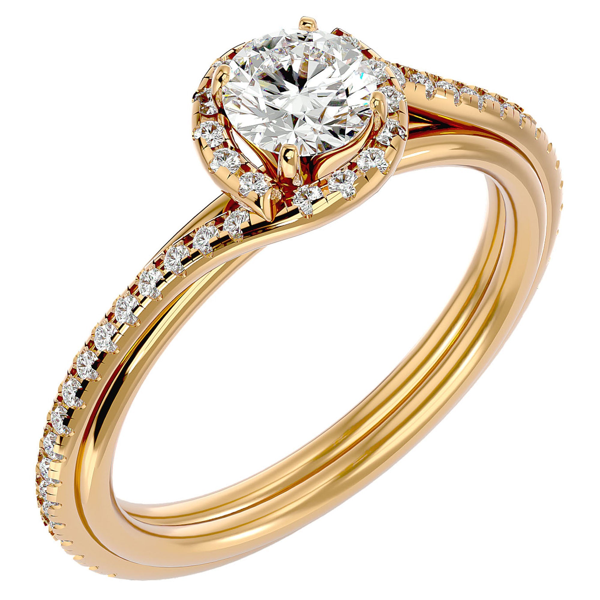 Inel de Logodnă cu Moissanite Rotund Brilliant de 0.83 ct din 18k Aur Galben - Castelo.ro