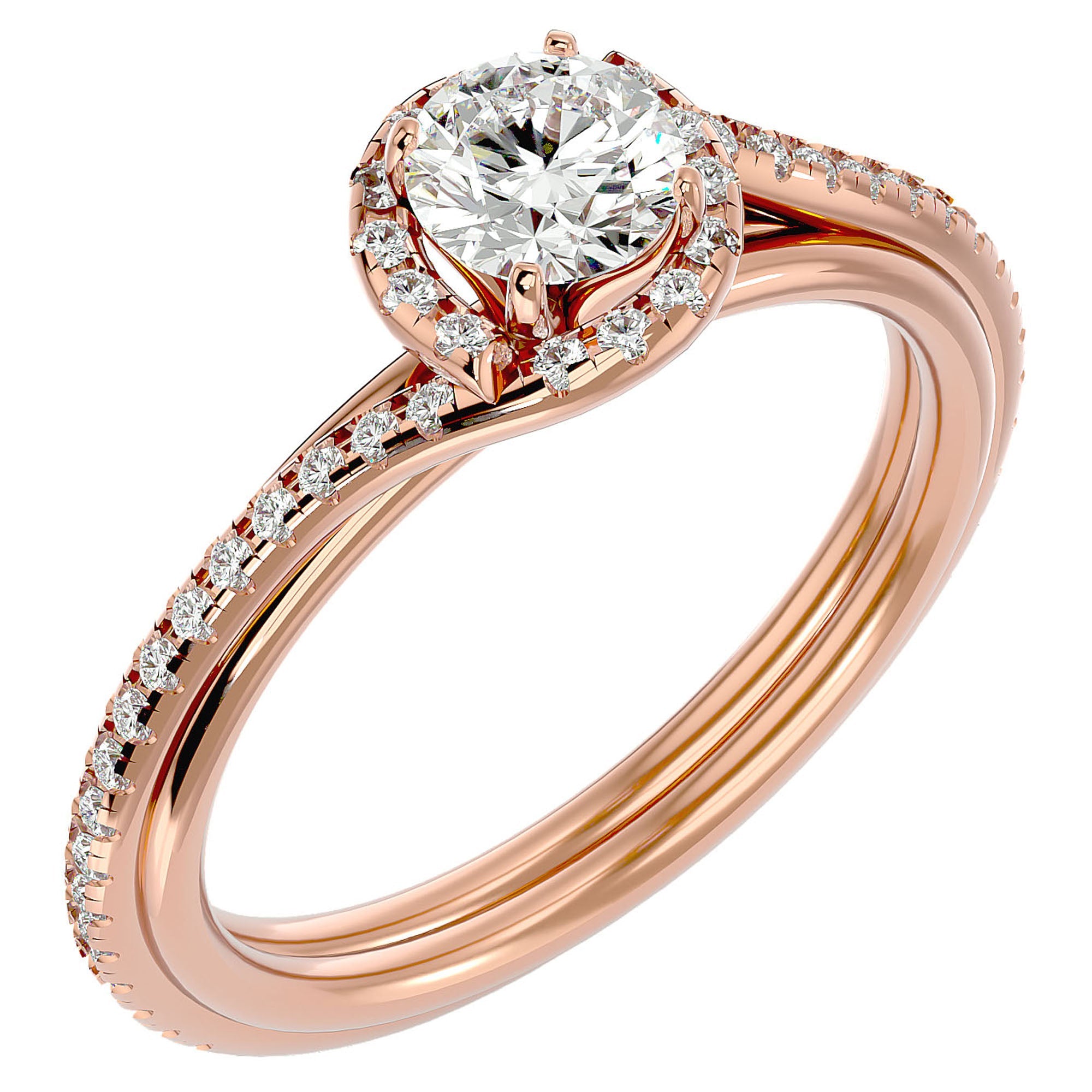 Inel de Logodnă cu Moissanite Rotund Brilliant de 0.83 ct din 18k Aur Roz - Castelo.ro