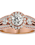 Inel de Logodnă Vintage cu Trei Moissanite Pavè de 1.43 ct din 18k Aur Roz - Castelo.ro