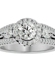 Inel de Logodnă Vintage cu Trei Moissanite Pavè de 1.43 ct din Platina - Castelo.ro