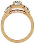 Inel de Logodnă Vintage cu Trei Moissanite Pavè de 1.43 ct din 18k Aur Galben - Castelo.ro