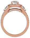 Inel de Logodnă Vintage cu Trei Diamante Create în Laborator Pavè de 1.43 ct din 18k Aur Roz - Castelo.ro