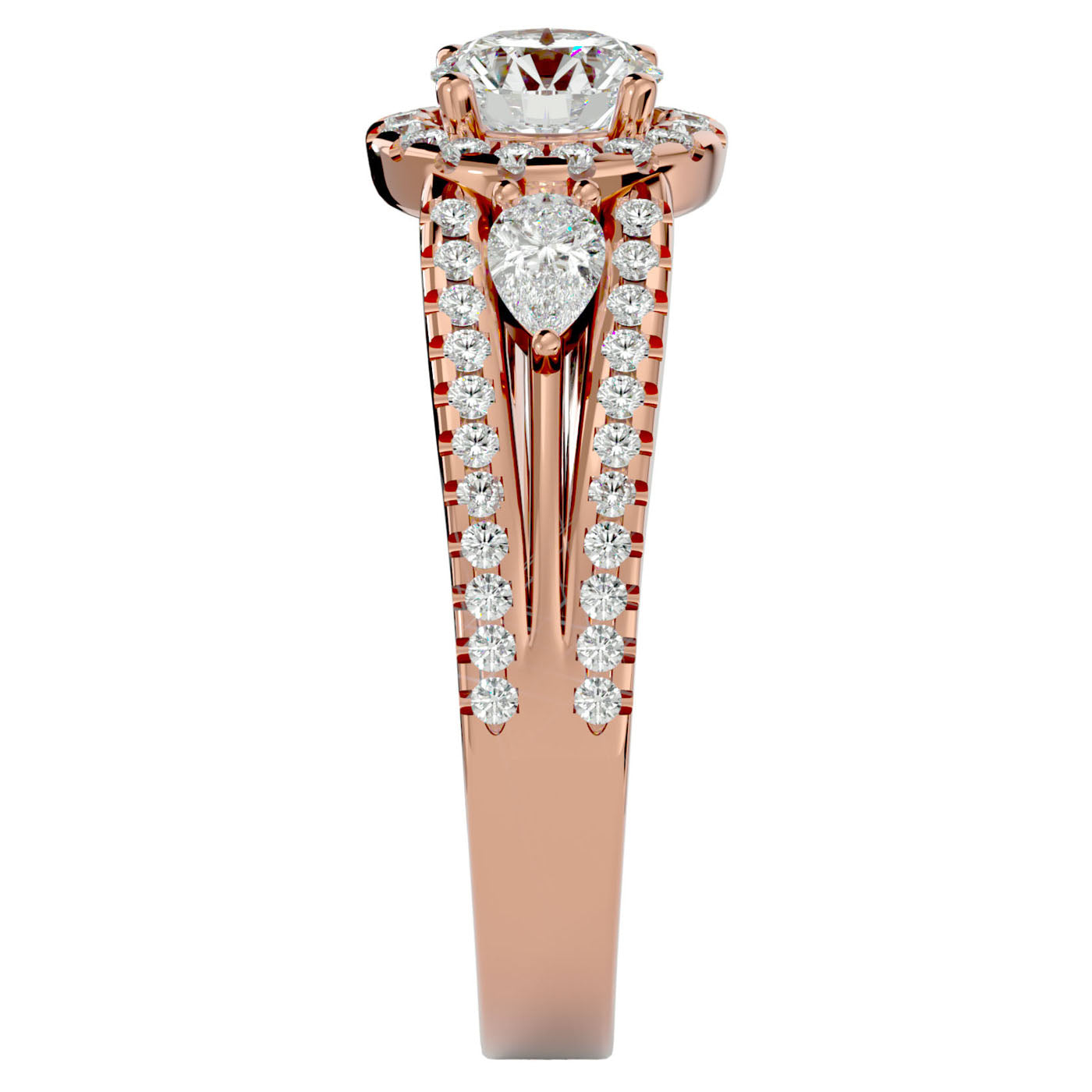 Inel de Logodnă Vintage cu Trei Moissanite Pavè de 1.43 ct din 18k Aur Roz - Castelo.ro