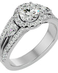 Inel de Logodnă Vintage cu Trei Moissanite Pavè de 1.43 ct din Platina - Castelo.ro
