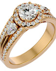 Inel de Logodnă Vintage cu Trei Moissanite Pavè de 1.43 ct din 18k Aur Galben - Castelo.ro
