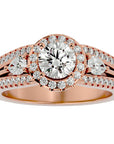 Inel de Logodnă Vintage cu Trei Moissanite Pavè 1.43 ct din 18k Aur Roz - Castelo.ro