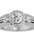 Inel de Logodnă Vintage cu Trei Moissanite Pavè 1.43 ct din Platina - Castelo.ro