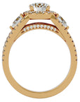 Inel de Logodnă Vintage cu Trei Moissanite Pavè 1.43 ct din 18k Aur Galben - Castelo.ro