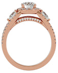 Inel de Logodnă Vintage cu Trei Moissanite Pavè 1.43 ct din 18k Aur Roz - Castelo.ro