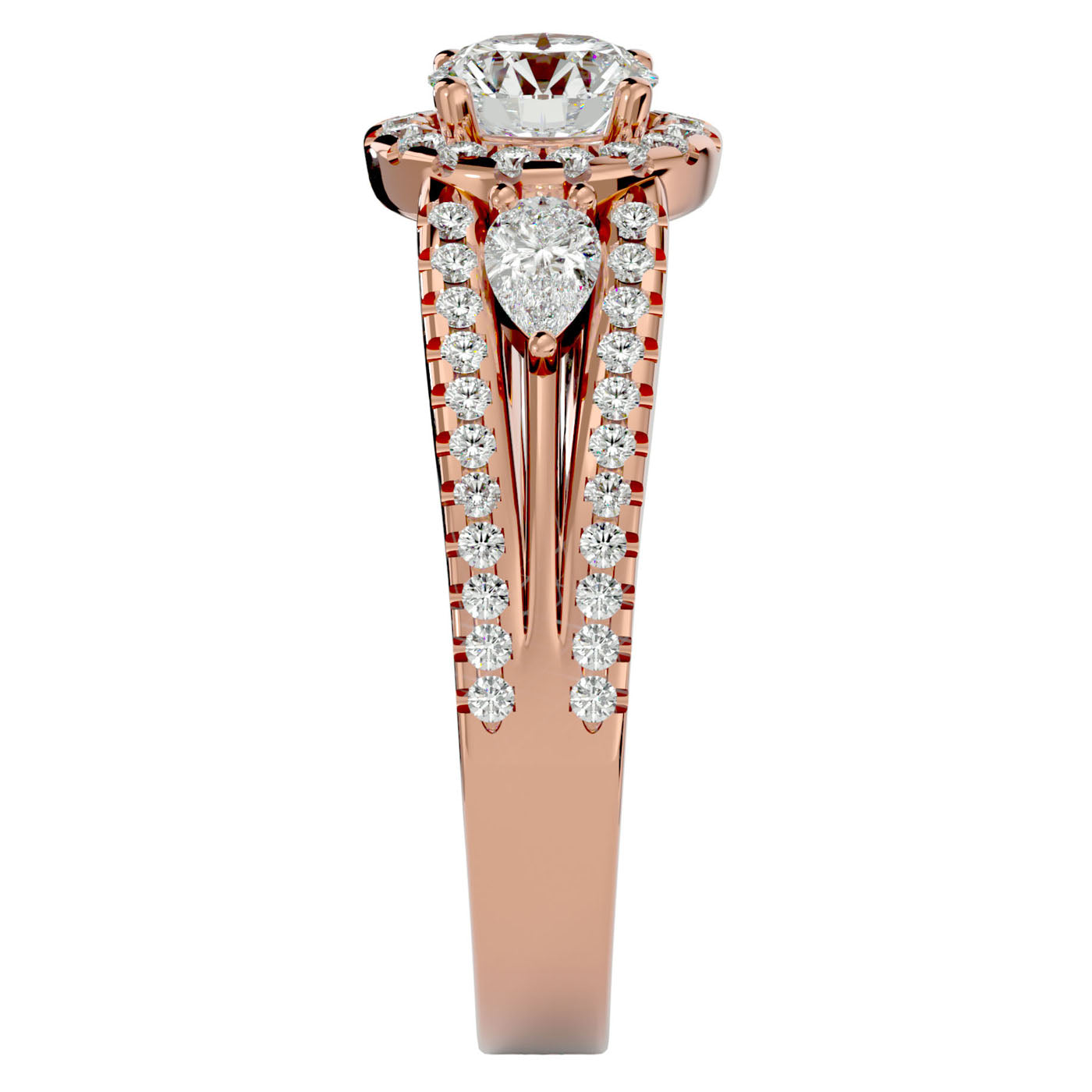 Inel de Logodnă Vintage cu Trei Diamante Naturale Pavè 1.43 ct din 18k Aur Roz - Castelo.ro