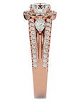Inel de Logodnă Vintage cu Trei Diamante Naturale Pavè 1.43 ct din 18k Aur Roz - Castelo.ro