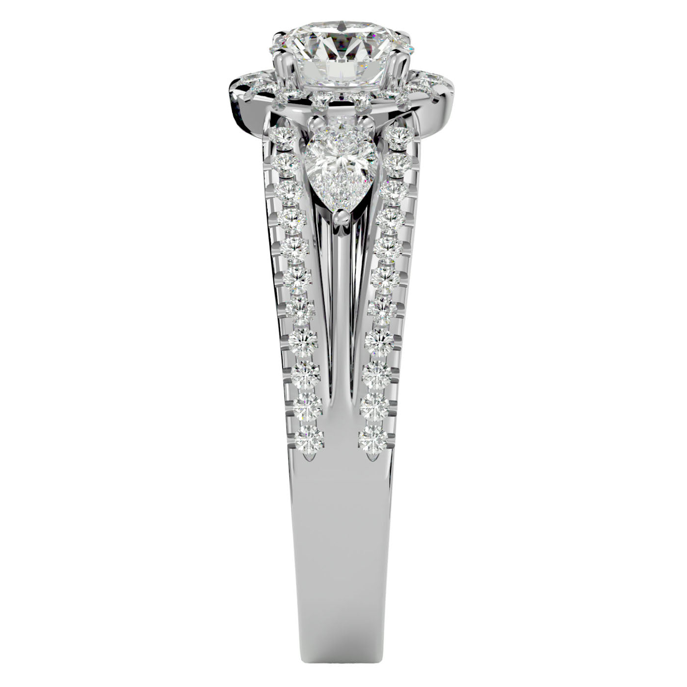 Inel de Logodnă Vintage cu Trei Moissanite Pavè 1.43 ct din Platina - Castelo.ro