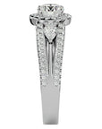 Inel de Logodnă Vintage cu Trei Moissanite Pavè 1.43 ct din Platina - Castelo.ro