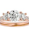 Inel de Logodnă cu Trei Moissanite Pavè de 2.34 ct din 18k Aur Roz - Castelo.ro