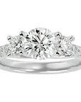 Inel de Logodnă din Aur 14k cu Trei Diamante Naturale Pavè de 2.34 ct din 14k Aur Alb - Castelo.ro