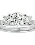 Inel de Logodnă din Aur 14k cu Trei Diamante Create în Laborator Pavè de 2.34 ct din 14k Aur Alb - Castelo.ro