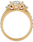 Inel de Logodnă cu Trei Moissanite Pavè de 2.34 ct din 18k Aur Galben - Castelo.ro