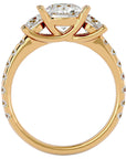 Inel de Logodnă din Aur 14k cu Trei Diamante Create în Laborator Pavè de 2.34 ct din 14k Aur Galben - Castelo.ro