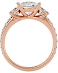 Inel de Logodnă din Aur 14k cu Trei Diamante Create în Laborator Pavè de 2.34 ct din 14k Aur Roz - Castelo.ro