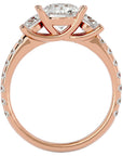 Inel de Logodnă din Aur 14k cu Trei Diamante Naturale Pavè de 2.34 ct din 14k Aur Roz - Castelo.ro