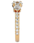 Inel de Logodnă din Aur 14k cu Trei Diamante Create în Laborator Pavè de 2.34 ct din 14k Aur Galben - Castelo.ro