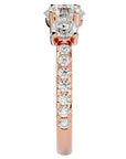 Inel de Logodnă din Aur 14k cu Trei Diamante Create în Laborator Pavè de 2.34 ct din 14k Aur Roz - Castelo.ro