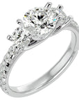 Inel de Logodnă cu Trei Moissanite Pavè de 2.34 ct din Platina - Castelo.ro