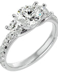 Inel de Logodnă din Aur 14k cu Trei Diamante Create în Laborator Pavè de 2.34 ct din 14k Aur Alb - Castelo.ro