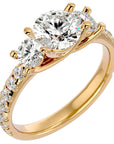 Inel de Logodnă cu Trei Moissanite Pavè de 2.34 ct din 18k Aur Galben - Castelo.ro