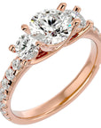 Inel de Logodnă din Aur 14k cu Trei Diamante Naturale Pavè de 2.34 ct din 14k Aur Roz - Castelo.ro