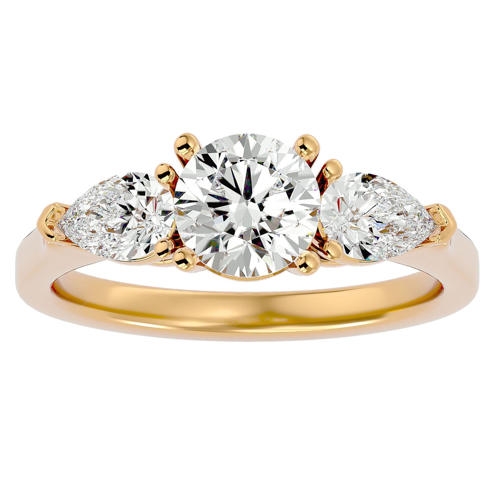 Inel de Logodnă cu Trei Moissanite de 1.89 ct din 18k Aur Galben - Castelo.ro