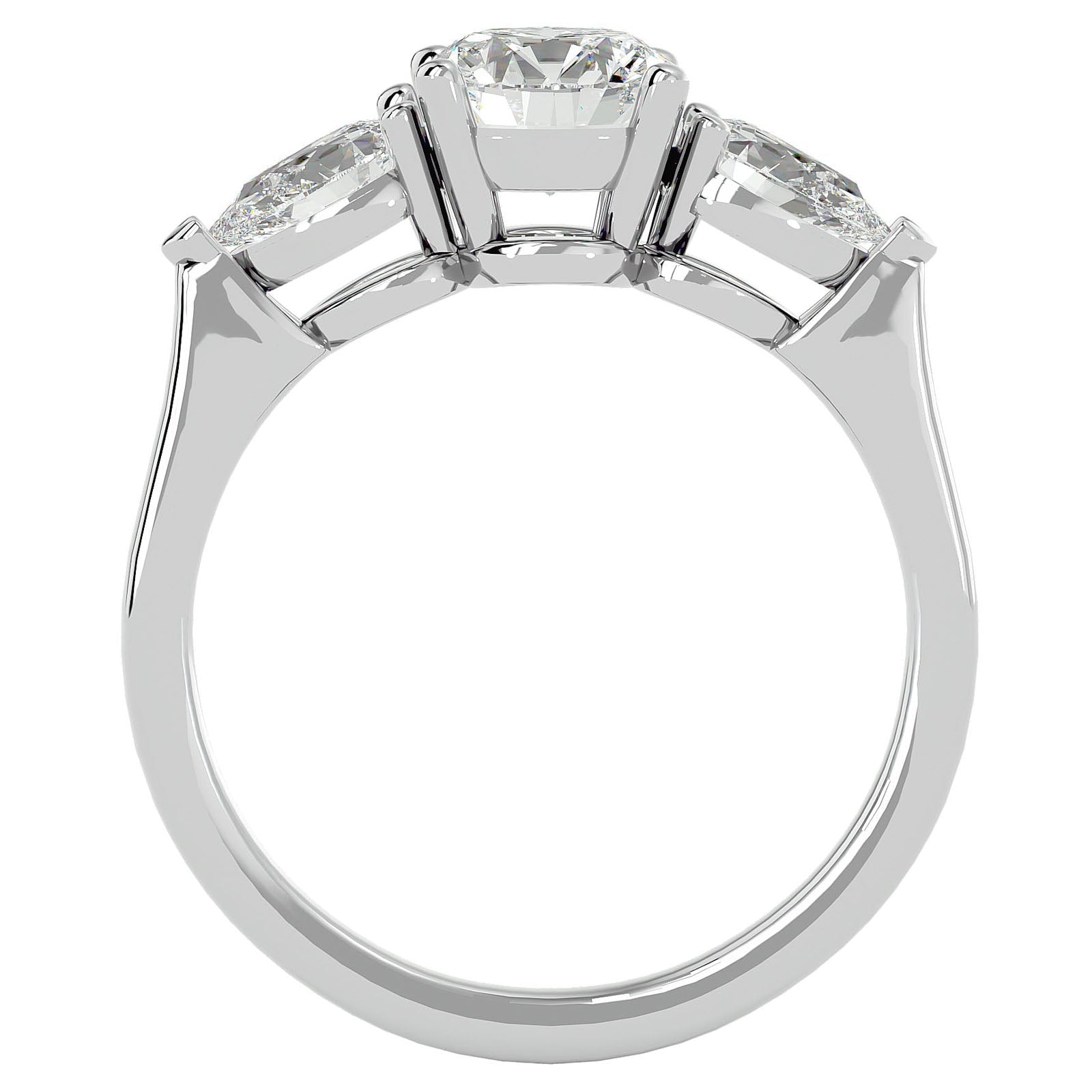 Inel de Logodnă din Aur 14k cu Trei Diamante Naturale de 1.89 ct din 14k Aur Alb - Castelo.ro