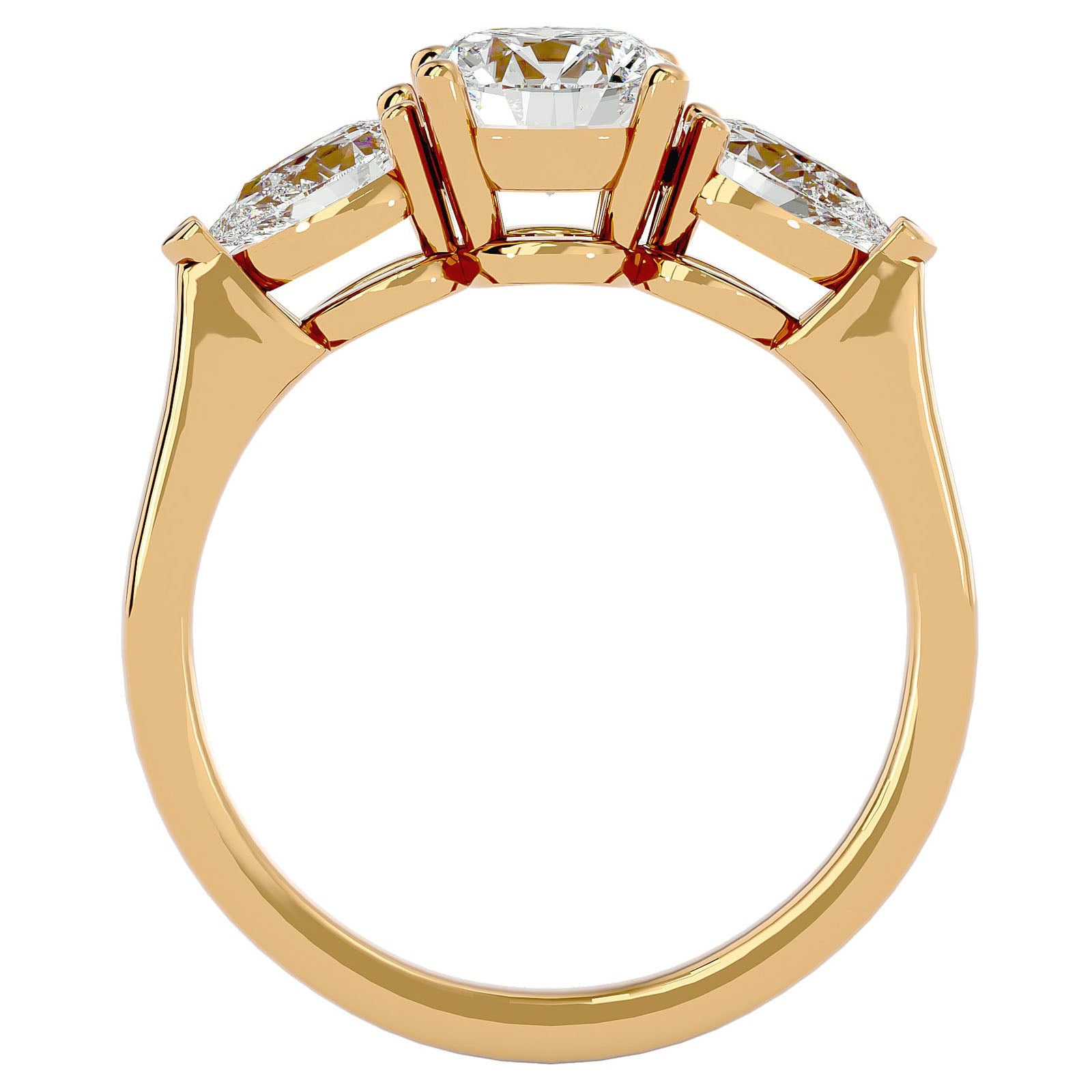 Inel de Logodnă cu Trei Moissanite de 1.89 ct din 18k Aur Galben - Castelo.ro