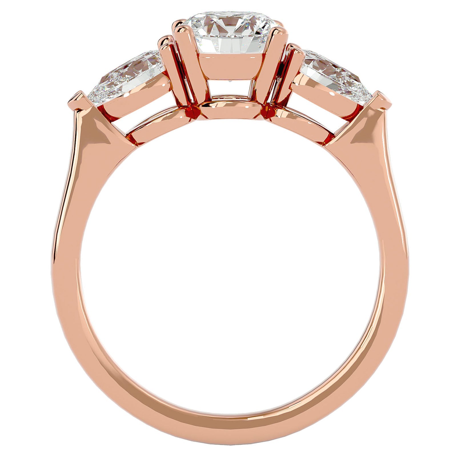 Inel de Logodnă cu Trei Moissanite de 1.89 ct din 18k Aur Roz - Castelo.ro