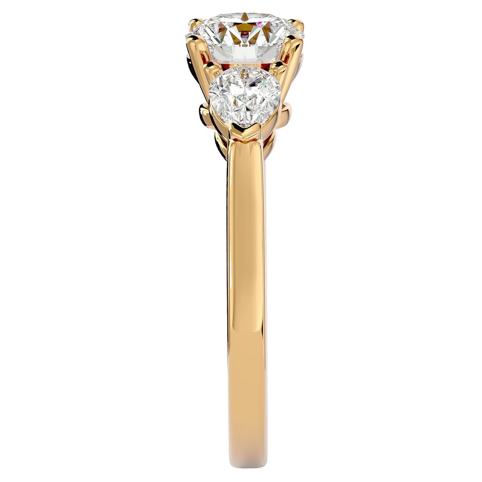 Inel de Logodnă cu Trei Moissanite de 1.89 ct din 18k Aur Galben - Castelo.ro