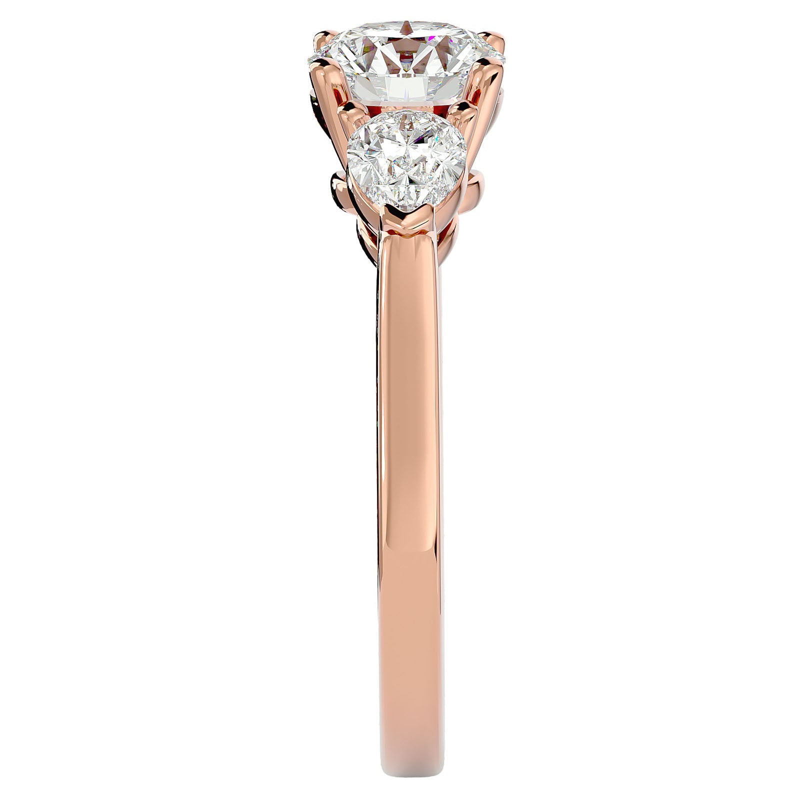 Inel de Logodnă din Aur 14k cu Trei Diamante Naturale de 1.89 ct din 14k Aur Roz - Castelo.ro